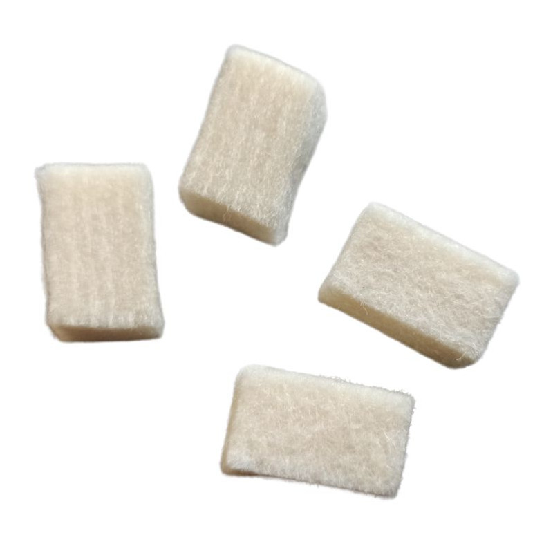 Filc listwy oporowej młotków, biały, cięty, 9,0 x 9,8 x 16,5 mm