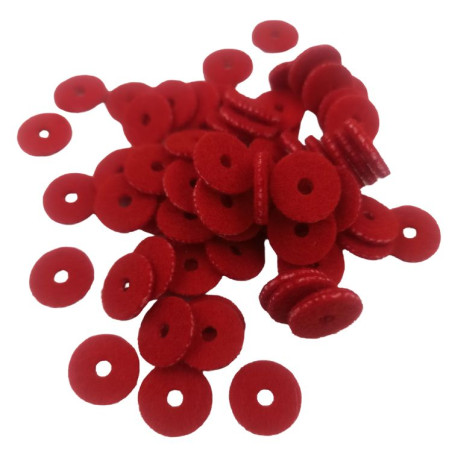 Krążki kaszmirowe na sztyfty okrągłe  gr.1,2 mm, czerwone