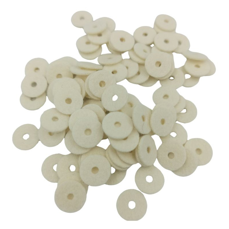 Krążki kaszmirowe na sztyfty okrągłe  gr.1`6 mm` białe